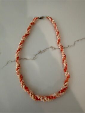 Natural Coral Torsade Necklace